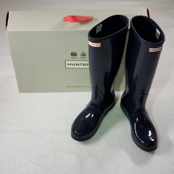 Hunter Women's Original Tall Rain Boot Navy Gloss - Picture 2 of 8